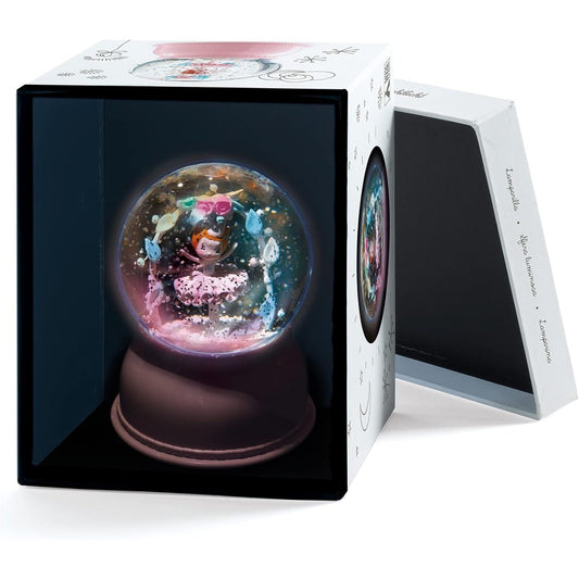 Little Big Room Ballerina Night Light Snow Globe Pink 14cm Children's Decor