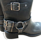 Chunky Heeled Ankle Boots UK4 Women's Black Faux Leather Zipper Detail