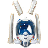 BOKEFA Kids Full Face Snorkel Mask S M White Blue One Way Breathing System