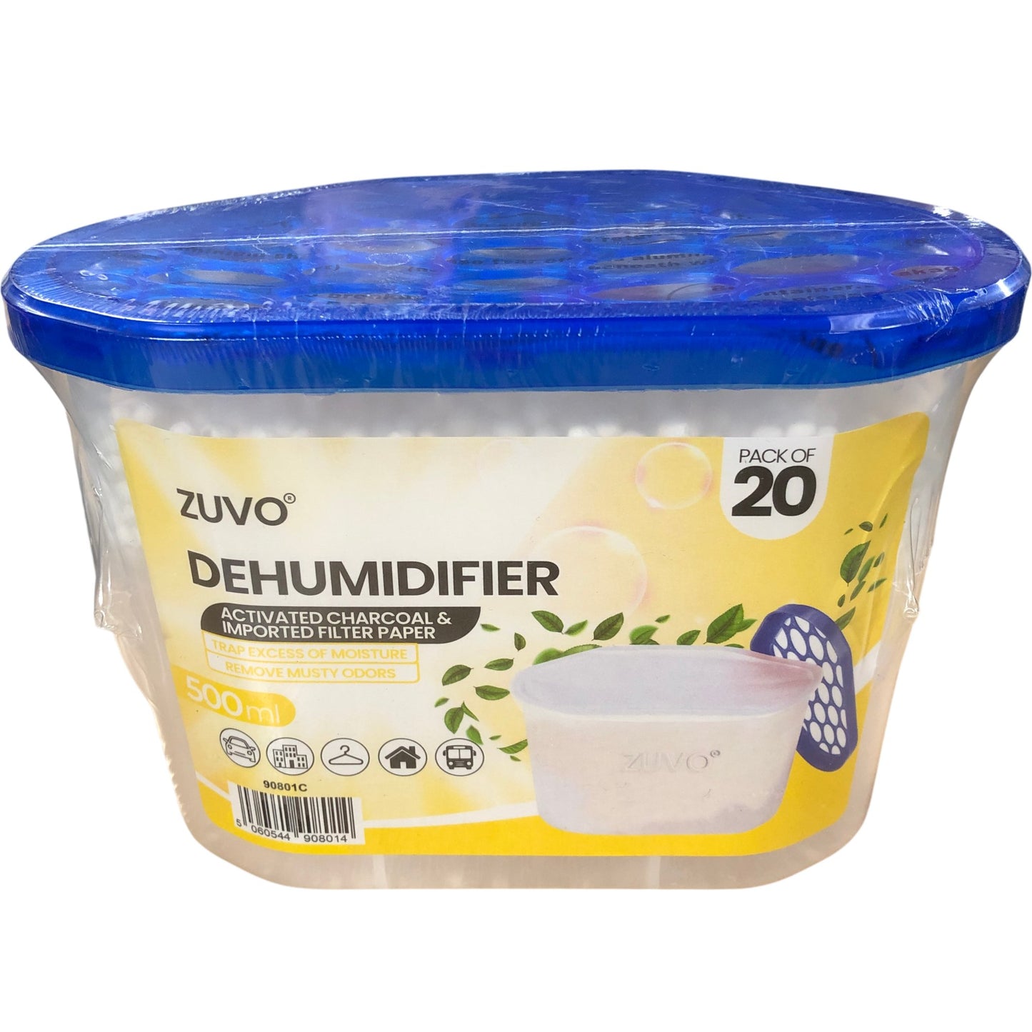 Zuvo Dehumidifier Pack of 4 Activated Charcoal Moisture Trap Odour Eliminator