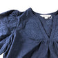 Navy Embroidered Puff Sleeve Top - Size 10