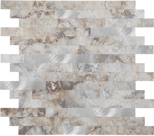 YIPSCAZO 5 Sheet Peel And Stick Tile 12 X 12 Waterproof Design Grey Mosaic