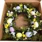 Easter Wreath Decorative Spring Design With Colourful Eggs And Flowers