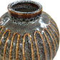 Decorative Glazed Ceramic Vase Round Shape Textured Design 9"