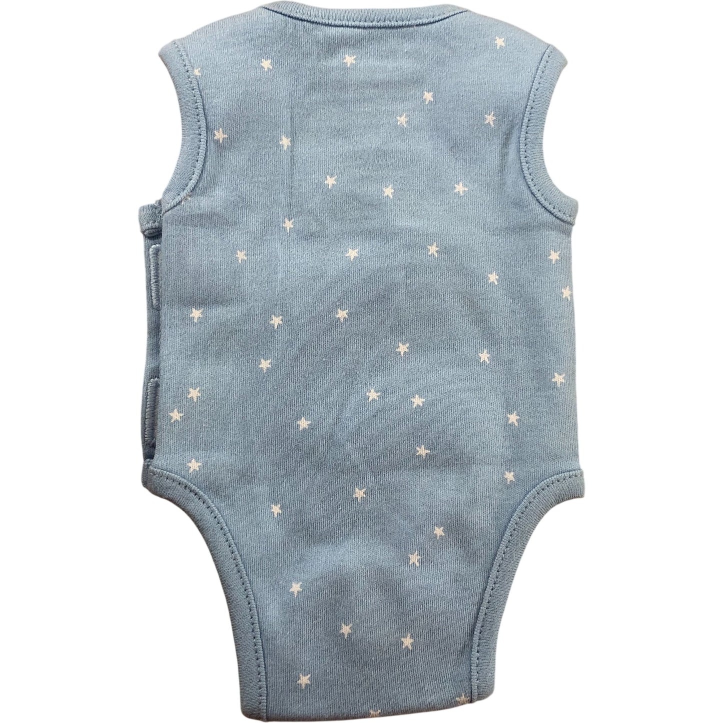 John Lewis Organic Cotton Baby Bodysuit 0-3 Months 3lb Blue Stars Sleeveless