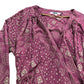 Plum Wrap Dress UK12 Women's Long Sleeve Patterned Midi