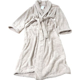 Beige Organic Cotton Bathrobe Soft Fleece Size S