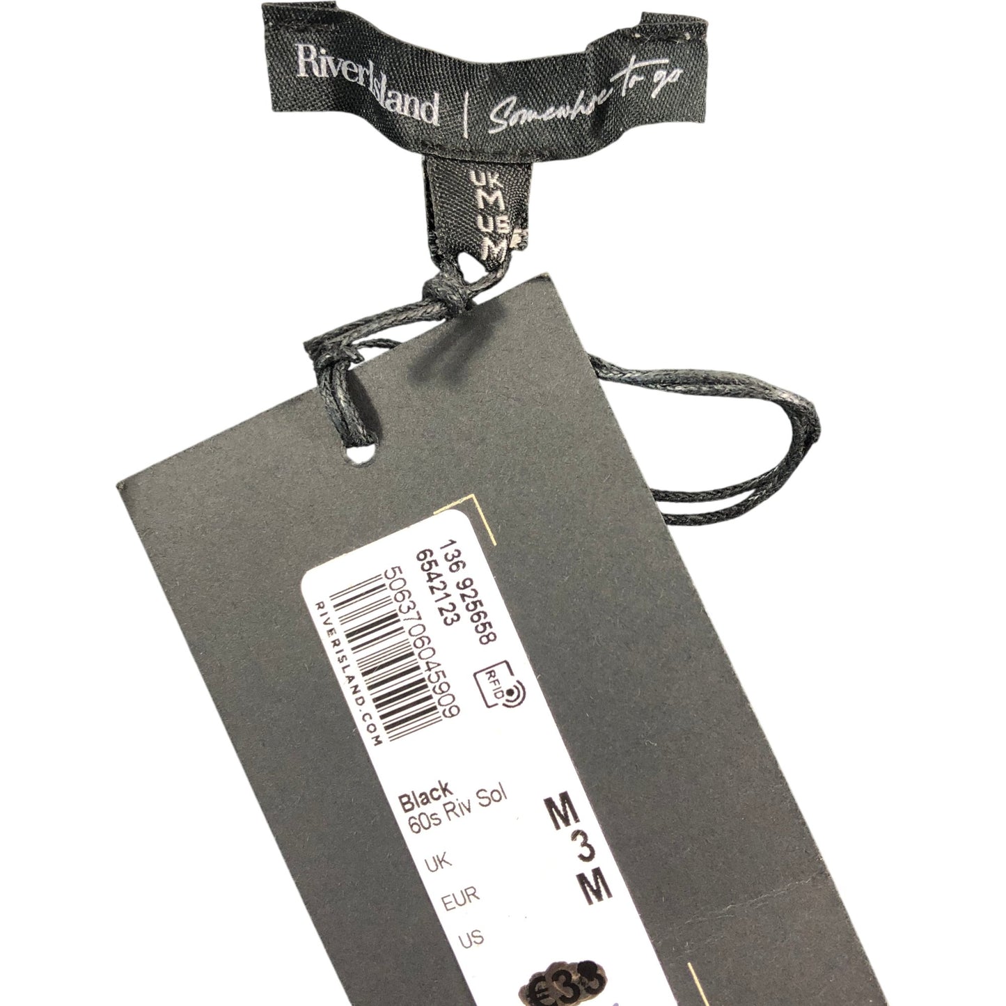 River island Black Ribbed Skirt UKM Women's Stretchy Knee Length With Slit