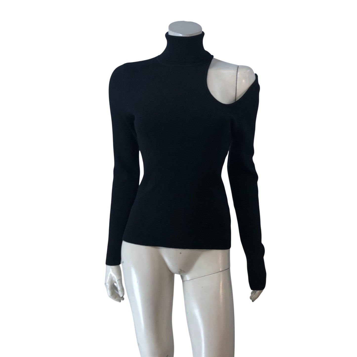 Bardot Women's Size M Black One Shoulder Long Sleeve Turtleneck Sweater