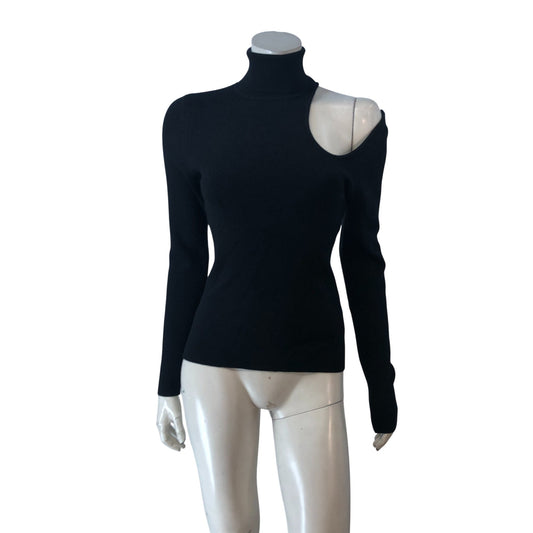 Bardot Women's Size M Black One Shoulder Long Sleeve Turtleneck Sweater