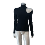 Bardot Women's Size M Black One Shoulder Long Sleeve Turtleneck Sweater
