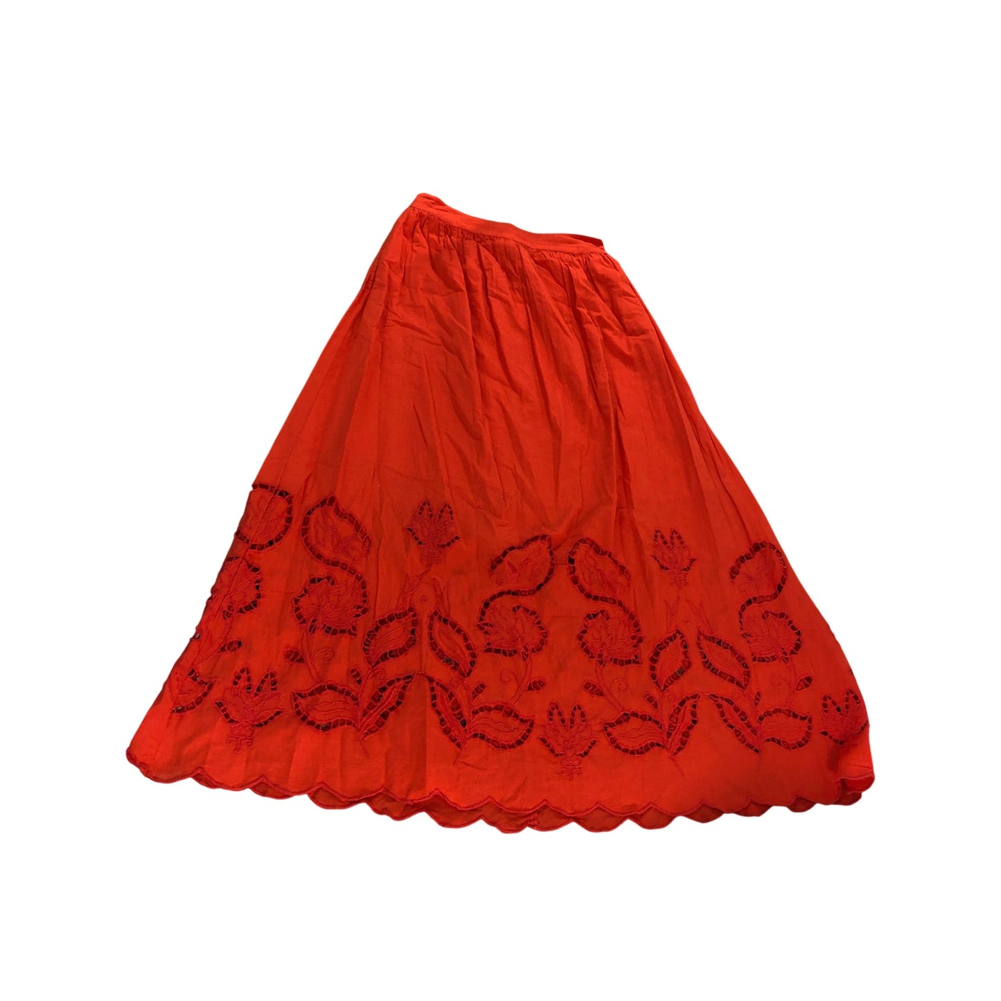 River Island Women's UK6 Red Boho Maxi Skirt with Embroidery