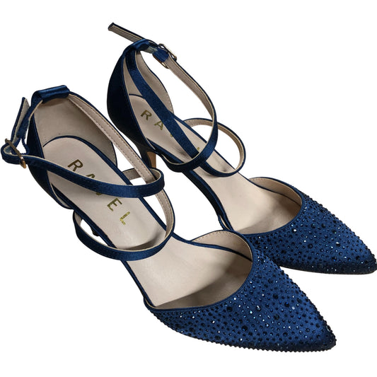 Ravel Strappy Heels UK4 Women's Navy Blue Sparkly Stiletto Shoes