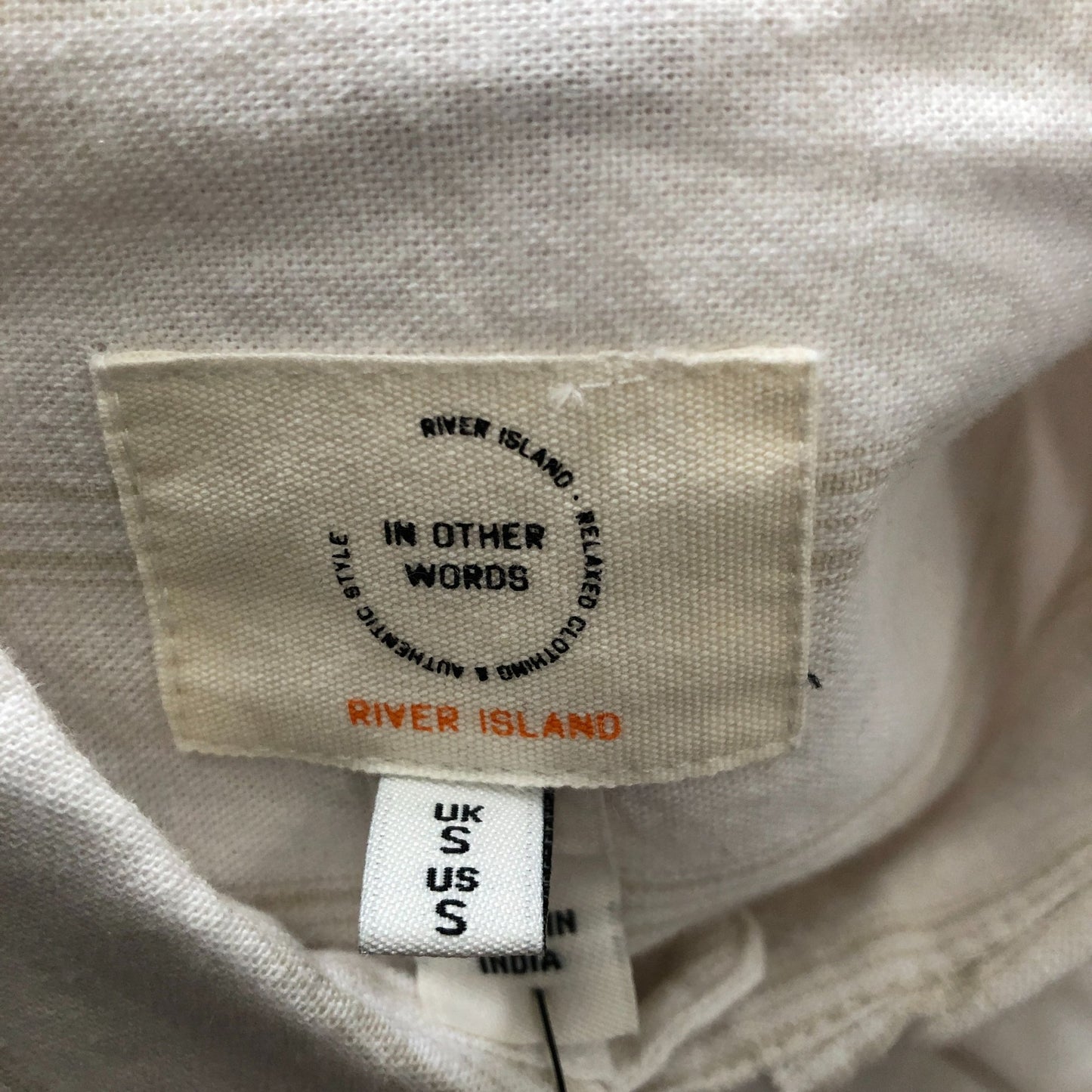 River Island Mens Casual Shirt White Striped Long Sleeve Size S
