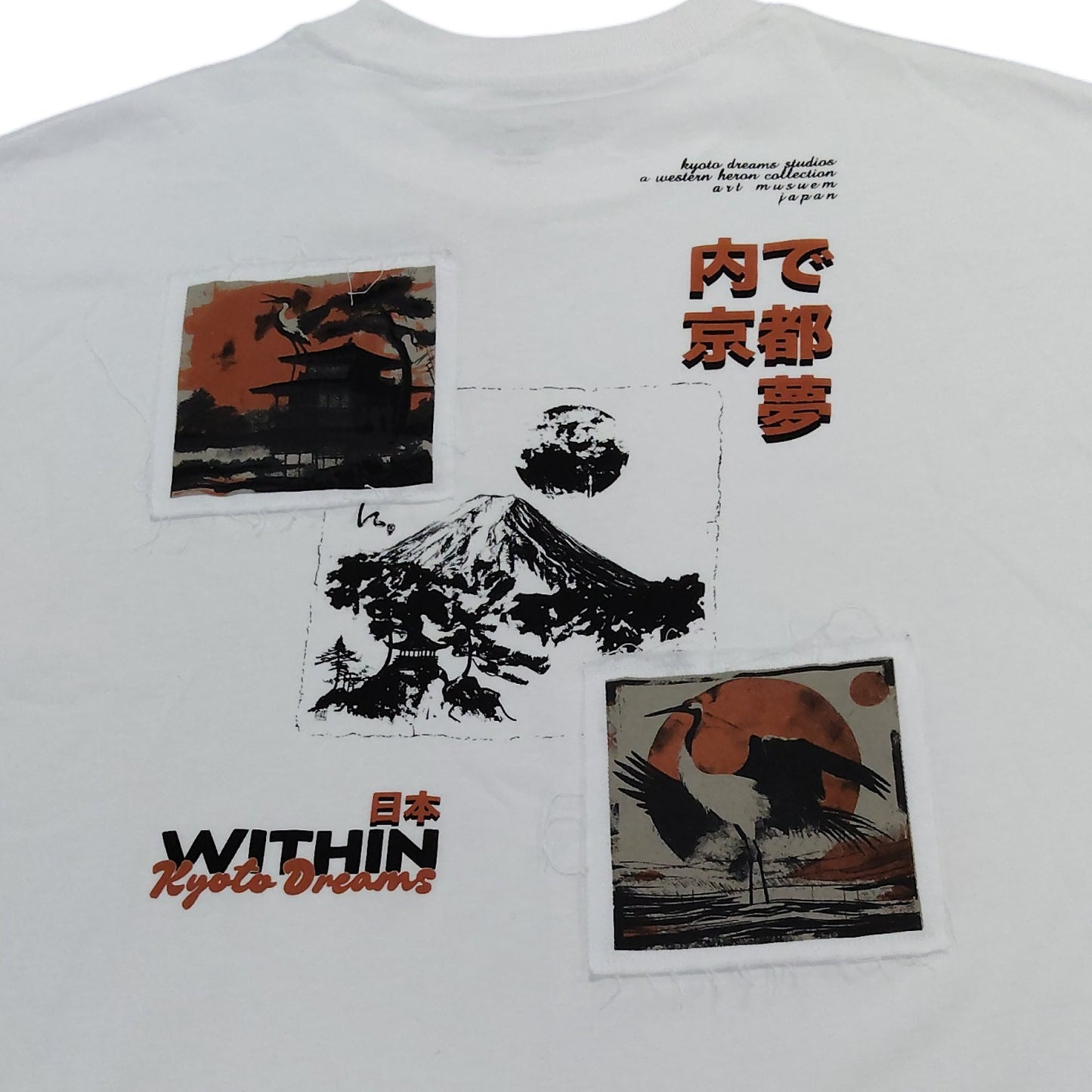 River Island Within Kyoto Dreams T-Shirt XL Men's Oversized Fit White Graphic