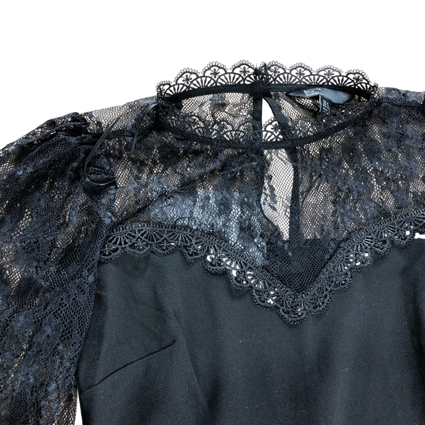 Friends Like These UK8 Women's Black Lace Sleeve Dress Flared Skirt