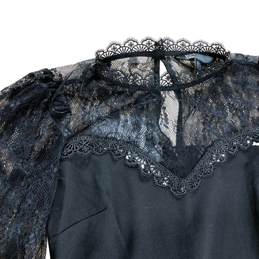 Friends Like These UK8 Women's Black Lace Sleeve Dress Flared Skirt