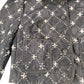 Embellished Cropped Jacket Women's Black Sequined Quilted Size Medium