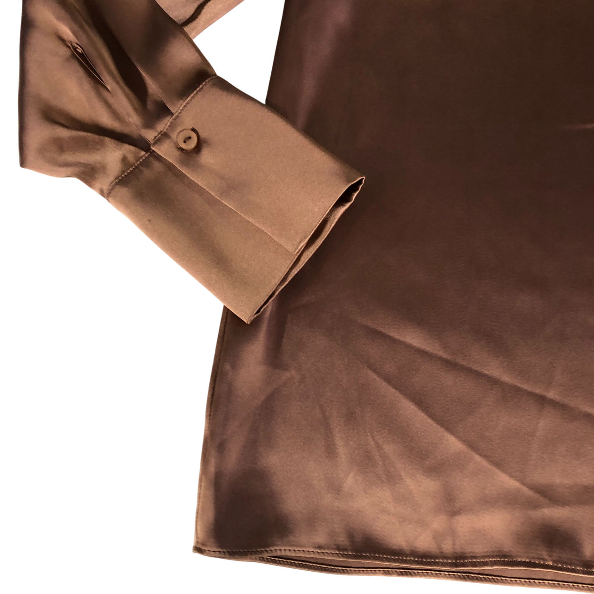 River Island Satin Brown Blouse UK12 Women's Long Sleeve Button Up Shirt