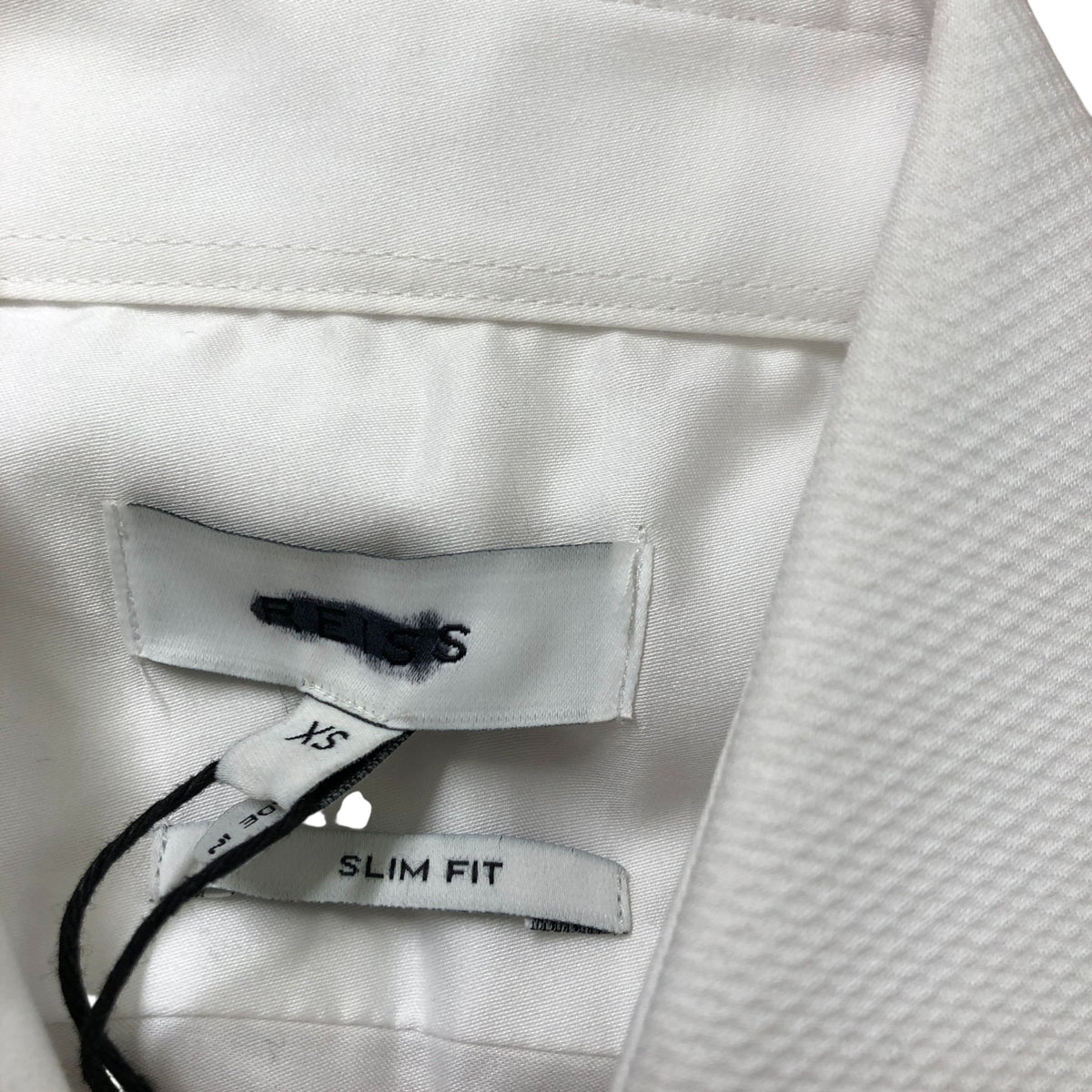 Marcell LS Shirt XS Men's Slim Fit White Cotton Textured Long Sleeves