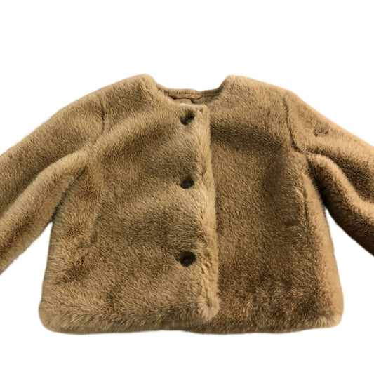 River Island Kids Faux Fur Coat 2-3 Years Girls Tan Button Up
