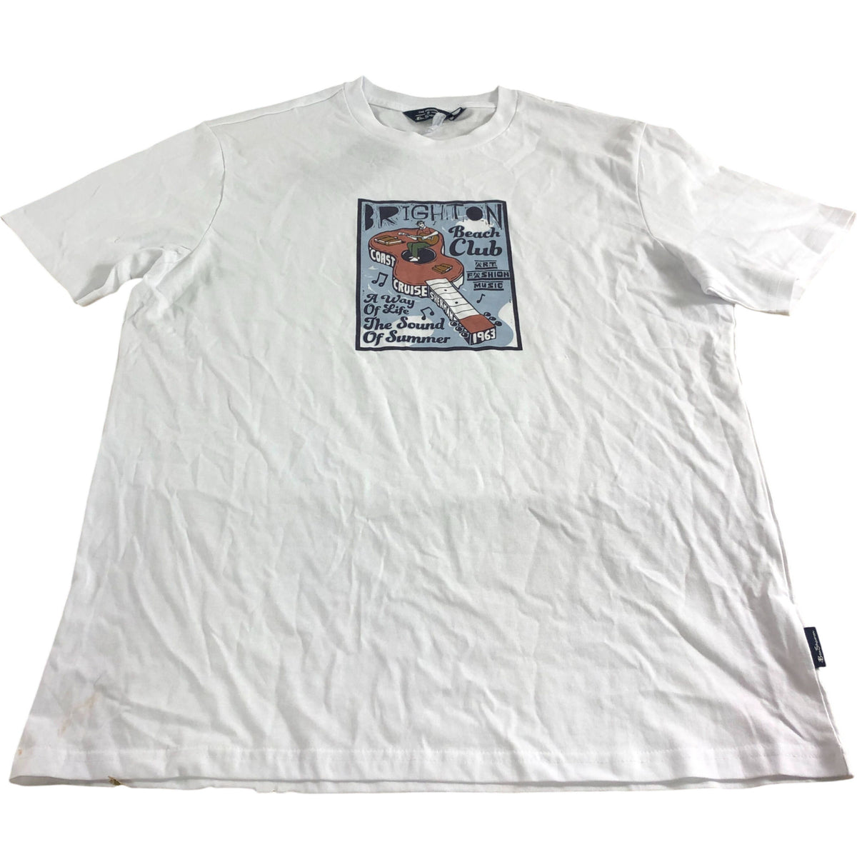 Ben Sherman Brighton Beach Club T-Shirt White 1963 Size Large