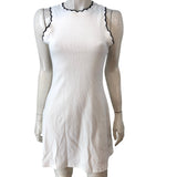 River Island Women's White Dress UK8 Scalloped Edges Sleeveless Ribbed