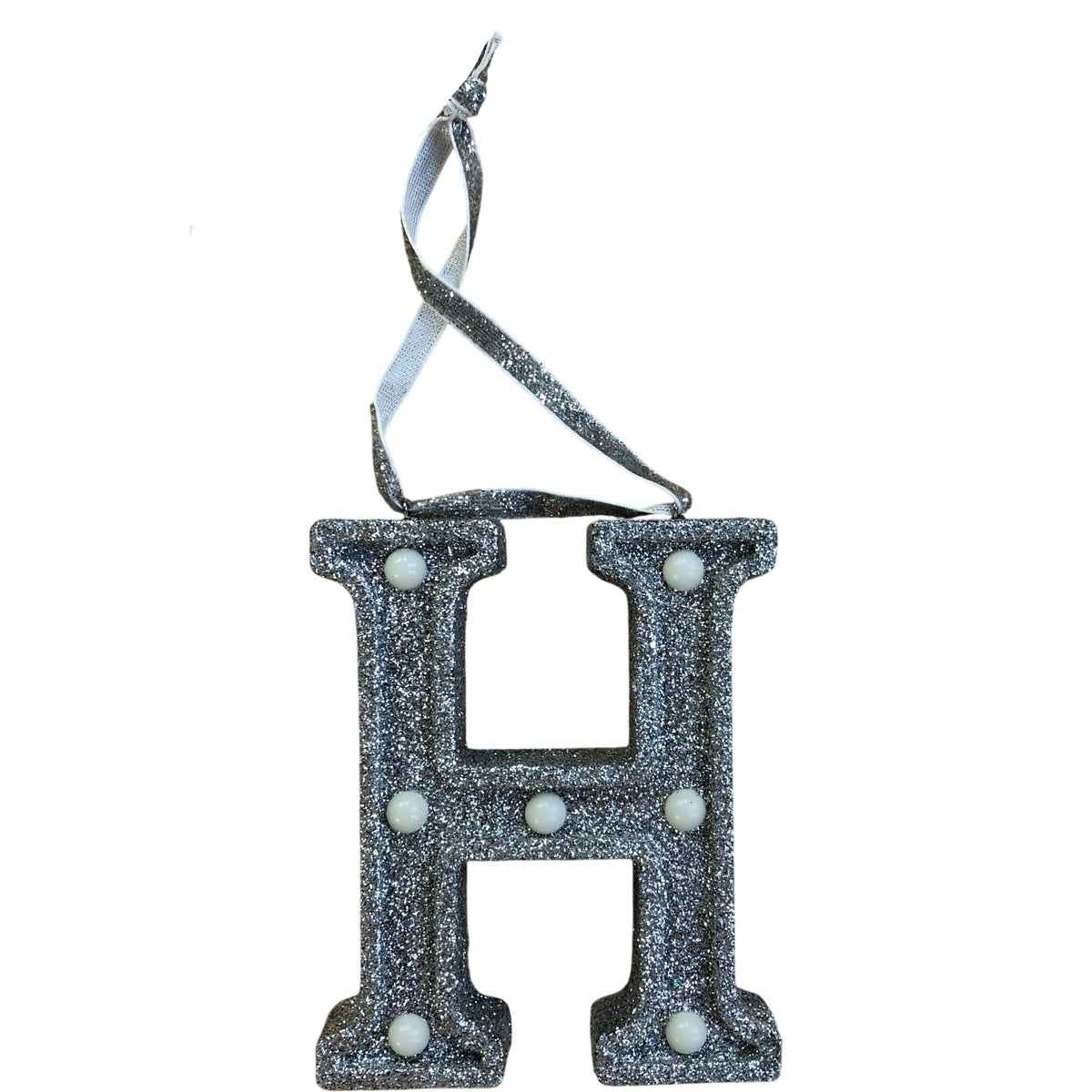 Light Up Silver Glitter Christmas Tree Decoration Letter 'H'