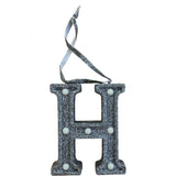 Light Up Silver Glitter Christmas Tree Decoration Letter 'H'