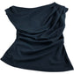 River Island UK10 Women's Black Draped Top