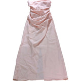 Branded Pink Ruched Strapless Midi Bodycon Dress - Size 4