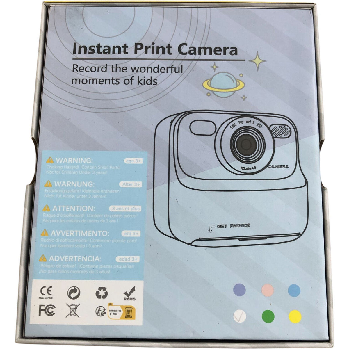 Instant Print Camera Kids Fun Record Photos 16X Zoom Features White