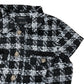 River Island Black White Checked Dress With Faux Fur Trim