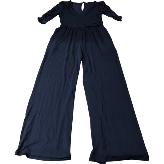 Jumpsuit Women's Navy Blue V Neck Long Sleeve Loose Fit UK8