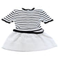 Rivers Island Striped Dress UK8 Women's Short Sleeve White Black Ribbed