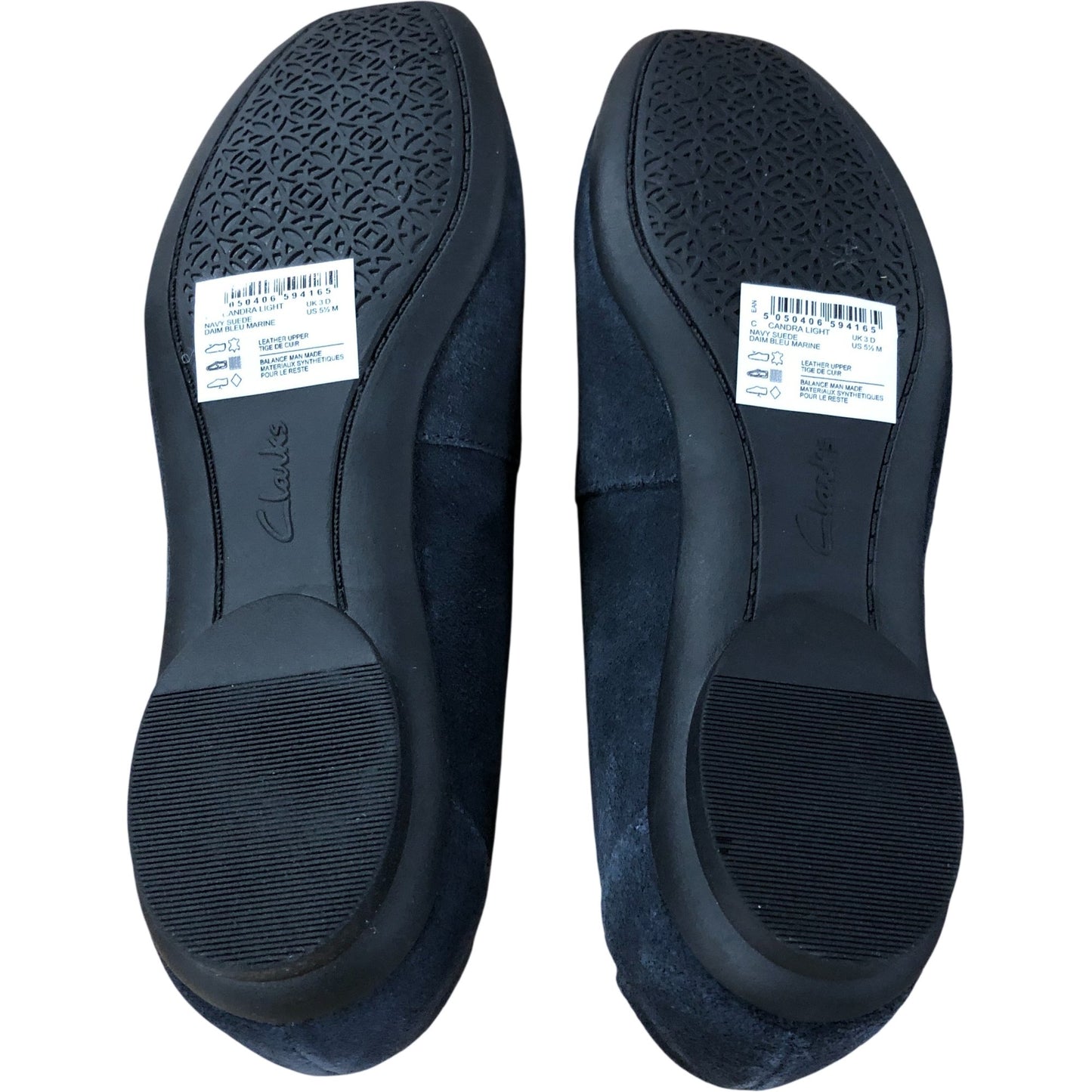 Clarks Candra Light UK3 D Women's Navy Suede Flats with Bow Detail