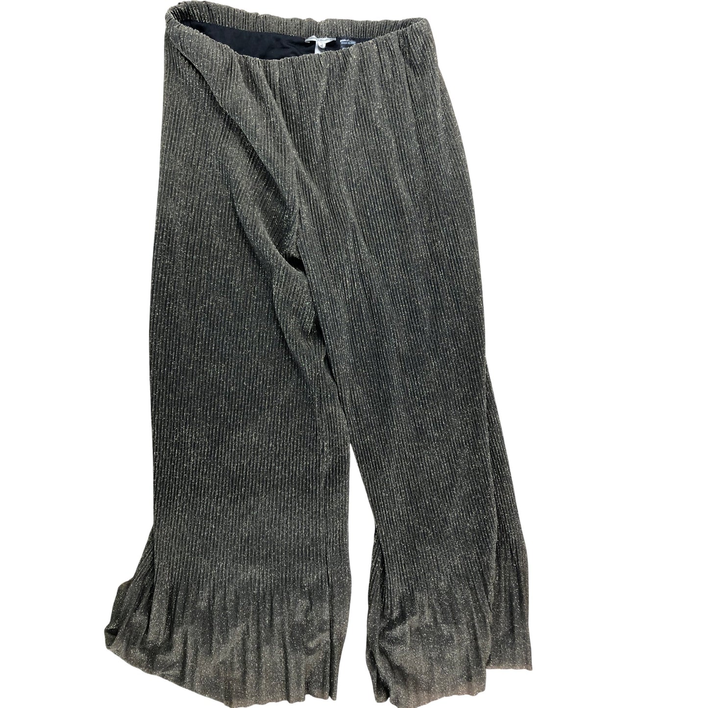 River Island Gold Wide Leg Trousers UK14 Women's Shimmer Flared Bottom Fashion