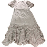 UK16 Women's Midi Dress Beige Ruffle Crinkle Puff Sleeve