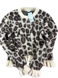 River Island Leopard Print Sweater 9-10Y Women's Knit Pull Over Top Beige Brown
