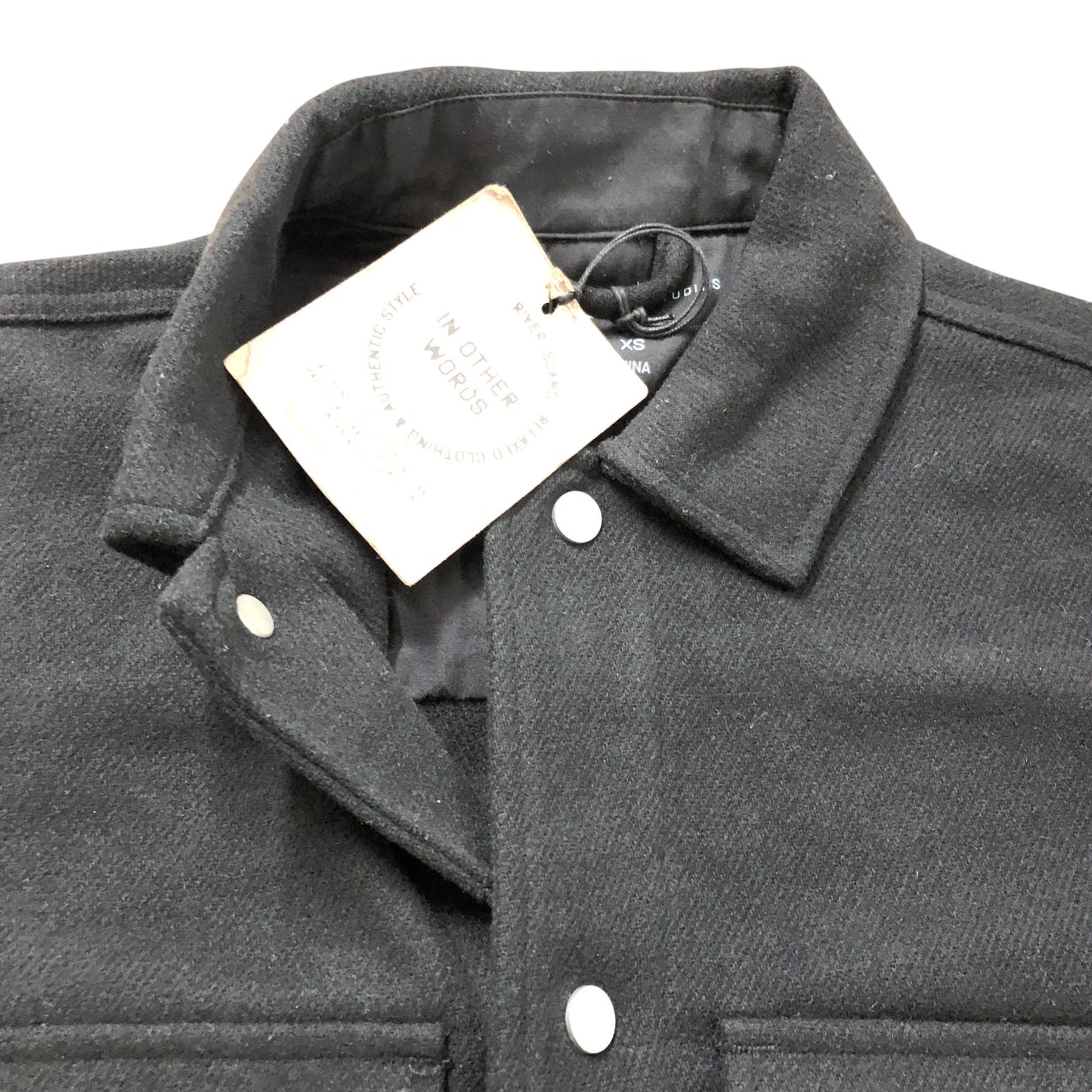 River Island Casual Shirt XS Men's Black Snap Button Pockets Stylish Design