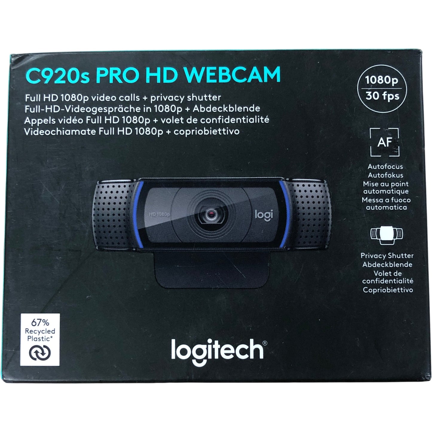 LOGITECH C920s Pro HD Webcam Full 1080p 30fps Video Calls Privacy Shutter