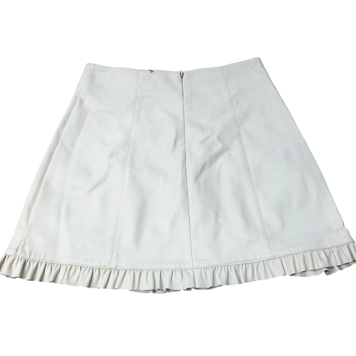 River Island A-Line Skirt Size UK8 Women's Ruffled Hem Cream Polyurethane