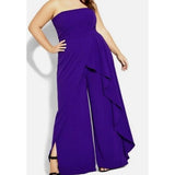 City Chic Jumpsuit Attract XXL/24 Women's Dark Violet Strapless