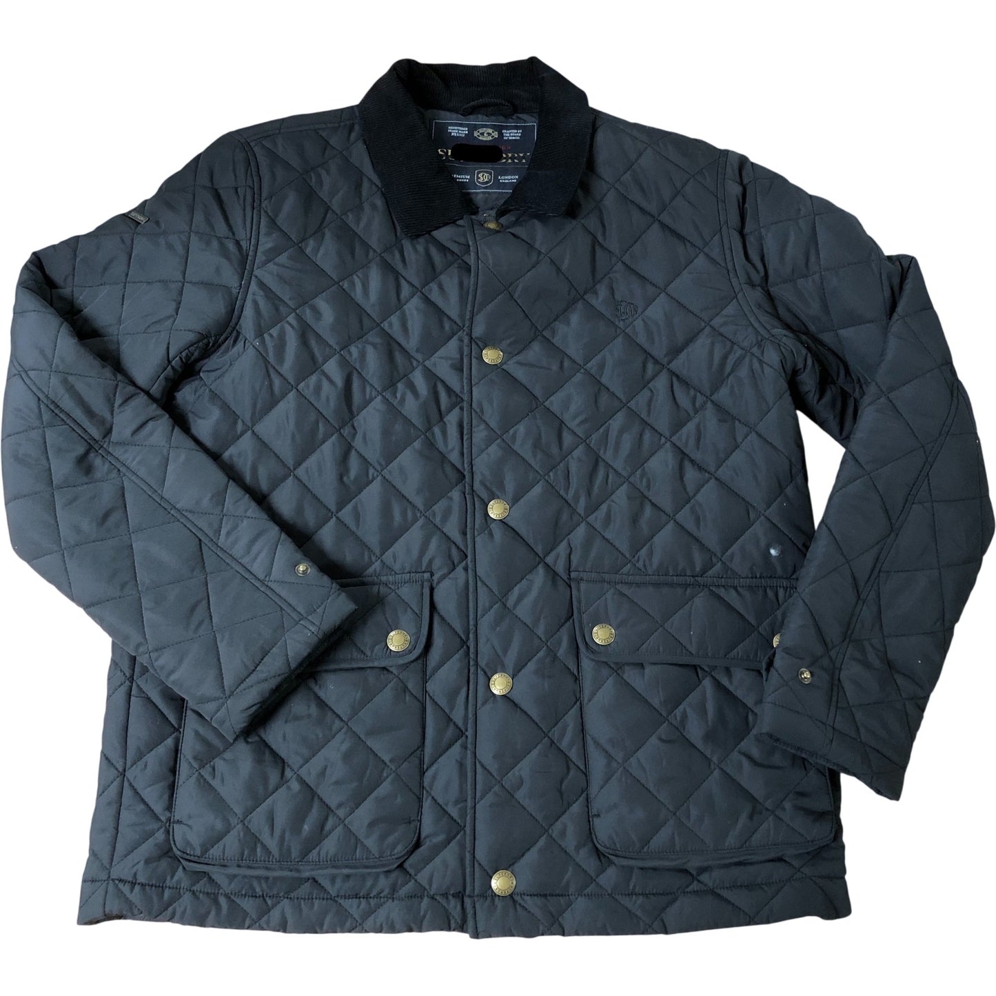 Premium Women's Puffer Jacket Size M Quilted Navy With Cord Collar