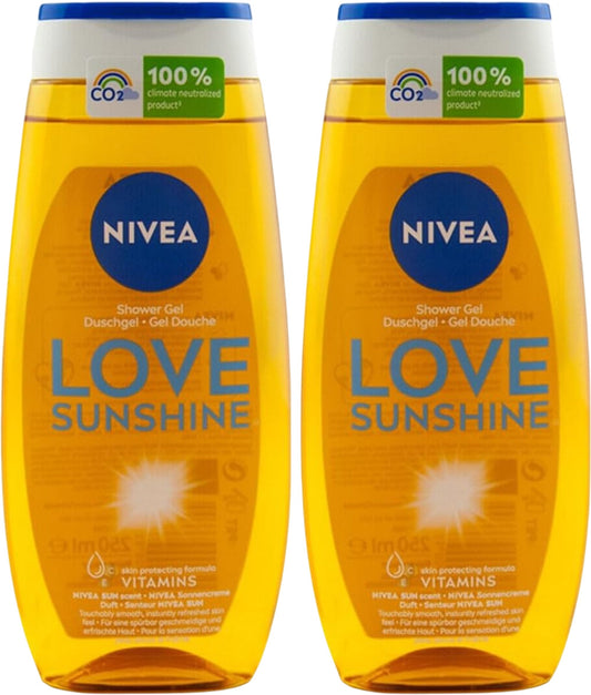 NIVEA Shower Gel Welcome Sunshine Pack of 2 250ml Each Skin Protecting Formula