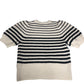 Striped Sweater Women's Short Sleeve Knit Cream Black Small
