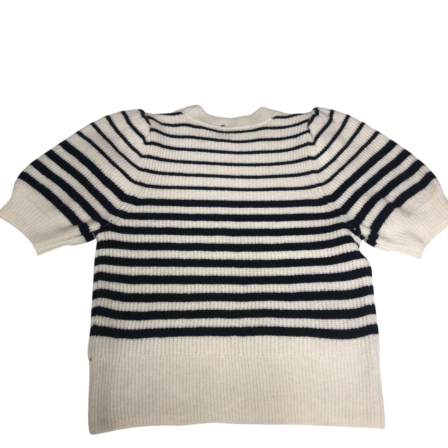 Striped Sweater Women's Short Sleeve Knit Cream Black Small