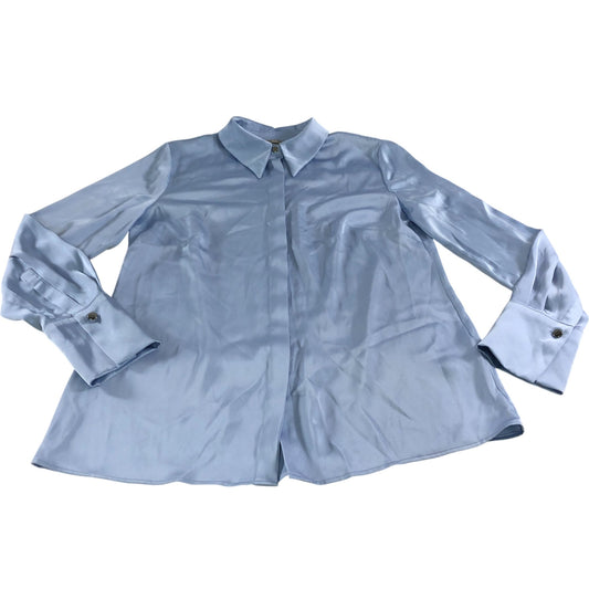 River Island Women's Light Blue Long Sleeve Satin Blouse UK10