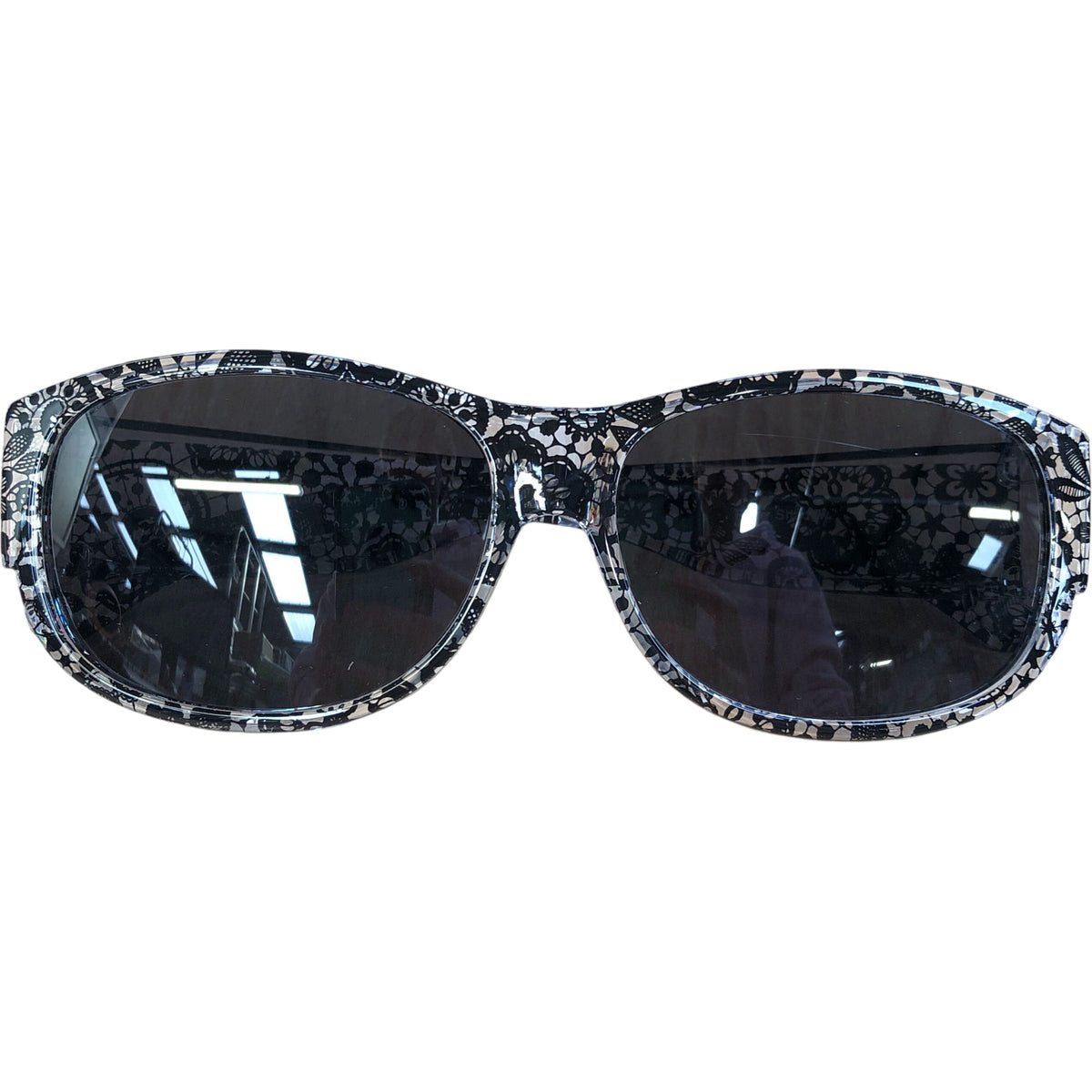 Face Shadow UV400 Polarized Women's Sunglasses Floral Print Black Frame