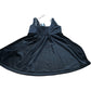River Island Black Velour Dress Women's Adjustable Straps Flared Skirt